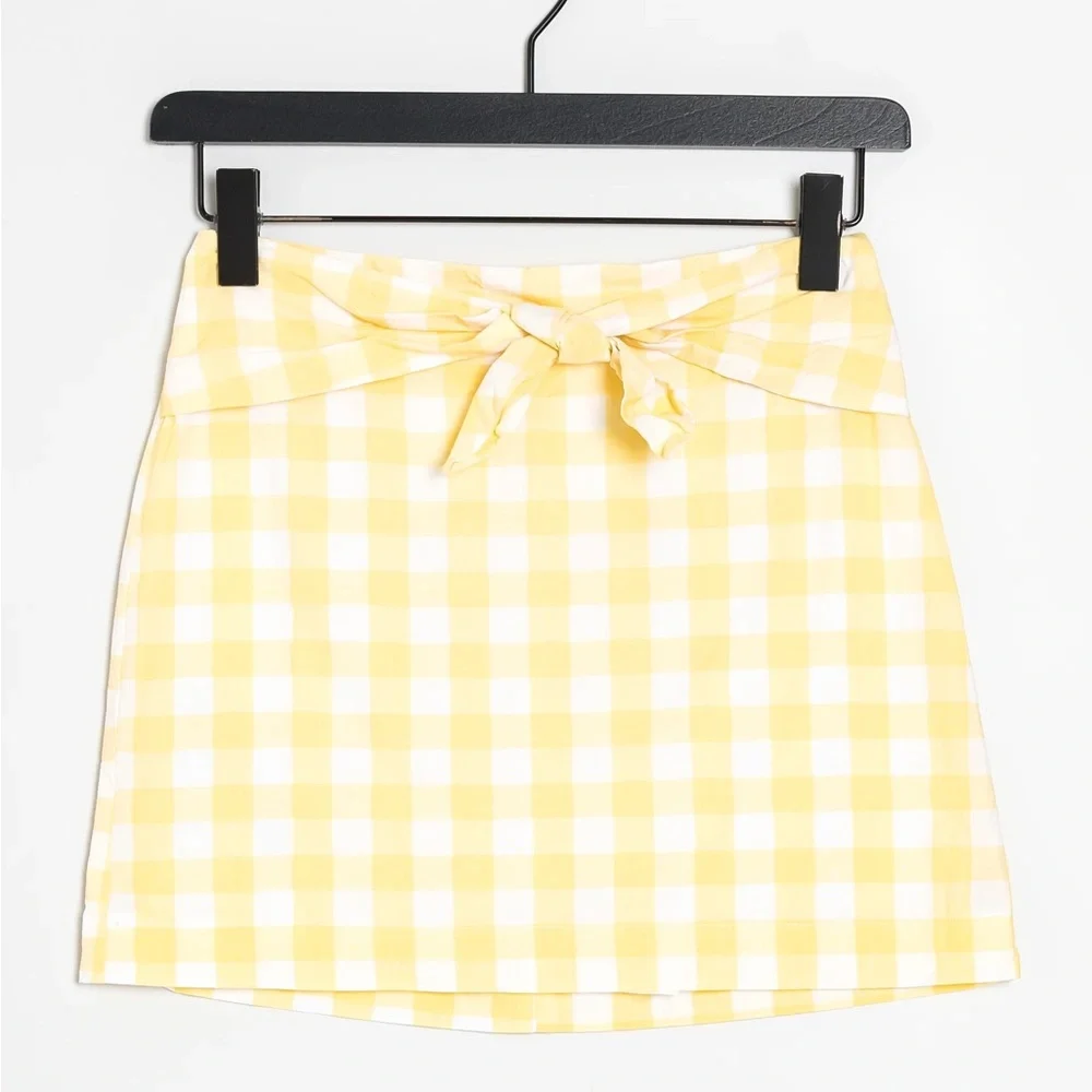 Mango Mini Skirt gingham yellow